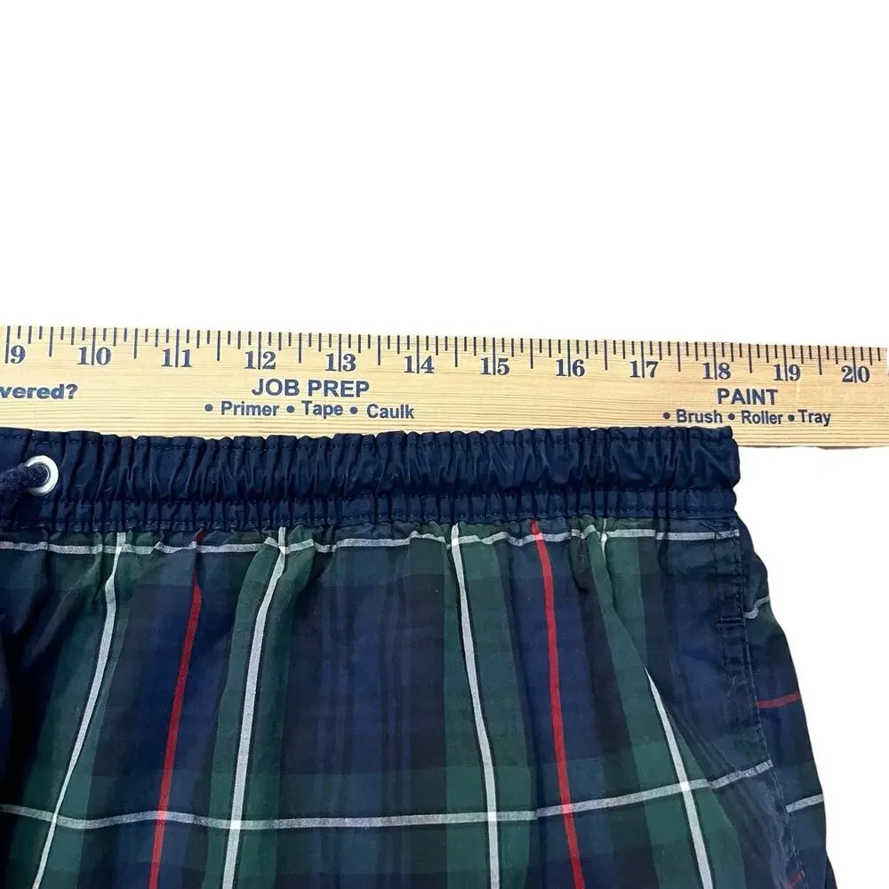 90s Vintage Tommy Hilfiger Mens Swim Trunks XL Plaid Navy Multi Preppy Old Money